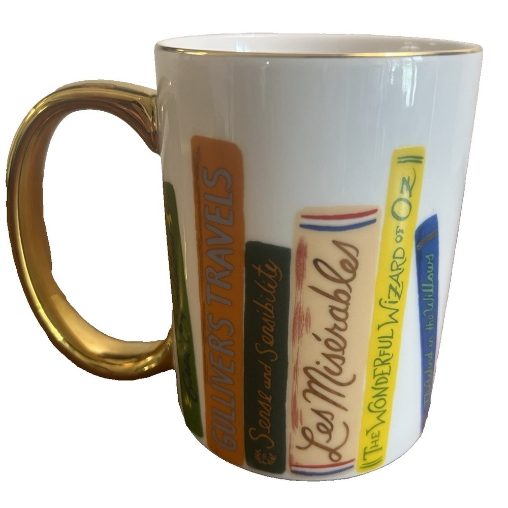 Anthropologie Rifle Paper CO Coffee Mug Books Book Lovers Teacher Mug Cup